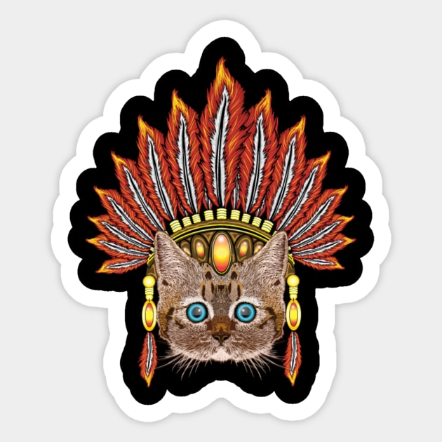 Leopard Kitten: Aztec Chief Sticker by TheMindBlossom